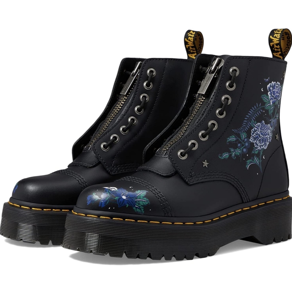 Like New ✨ Dr. Martens Sinclair Floral Mystic Garden  size 8 black leather boots